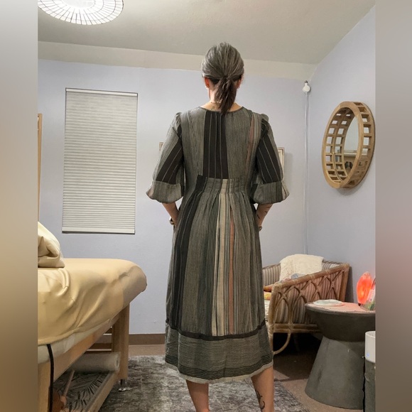 Universal thread soft woven cotton puff sleeve peasant midi dress. med Lagenlook - Picture 3 of 14